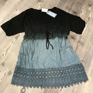 SALE Black & Gray Crochet Hem Swim Coverup